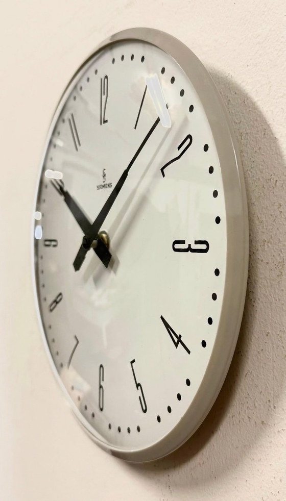 Image 1 of Grey Industrial Factory Wall Clock from Siemens, 1970s