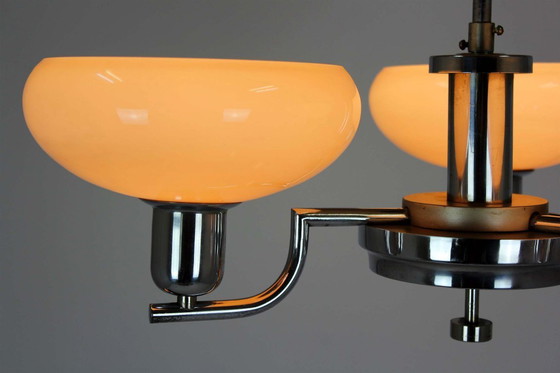 Image 1 of Lustre Art Déco Bauhaus chromé de Napako, ancienne Tchécoslovaquie, années 1940