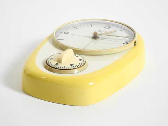 Image 1 of Beautiful battery-operated Mid-Century Modern wall clock by Mauthe with a glazed ceramic case