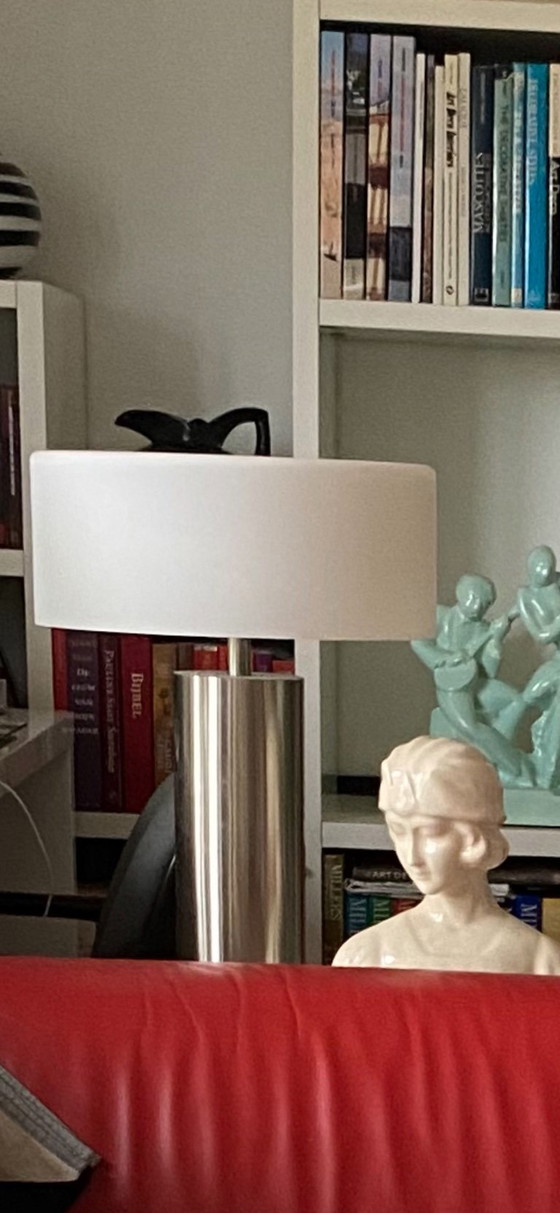 Moderne Designlampe, Tischlampen, Chrom, Weiß (Foto 6 von 6)