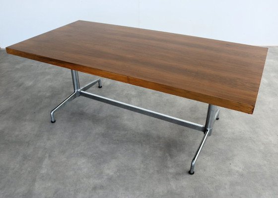Vintage Dining Table | Conference Table | Desk | 1960s – Wood, Chrome (photo 4 of 12)