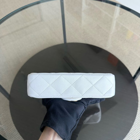 Image 1 of Chanel Flap Mini 21CM Sweetheart 23P - Caviar Quilted White Gold Hardware Microchip