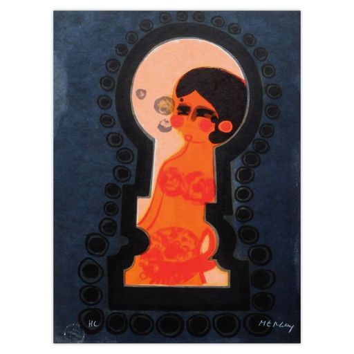 Frédéric MENGUY Die Engel - das Schloss Signierte Lithografie 1975