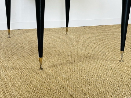 Image 1 of Art Deco modernistische uitschuifbare eettafel van Maccassar ebbenhout, 1950