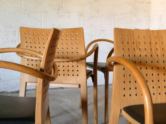 set of 6 chairs 290F by Wulf Schneider for Thonet, 1990 – Dining chairs, Leather, Wood, Design (photo 7 of 8)