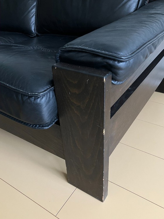 Image 1 of Leolux - Sofá de dos plazas de cuero negro modelo 757, Harry de Groot