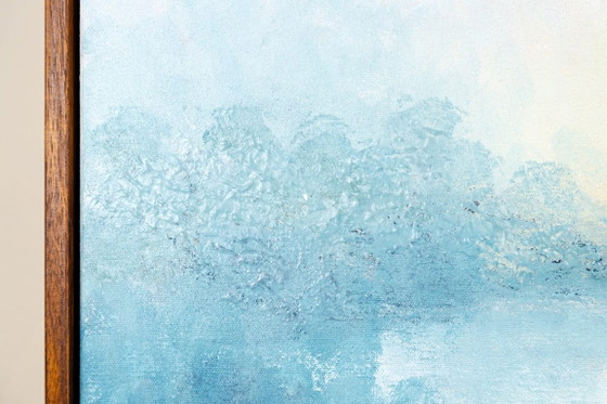 Large Original Framed Blue Abstract Landscape Painting, Textured Acrylic Canvas - The Crossing (photo 6 of 25)
