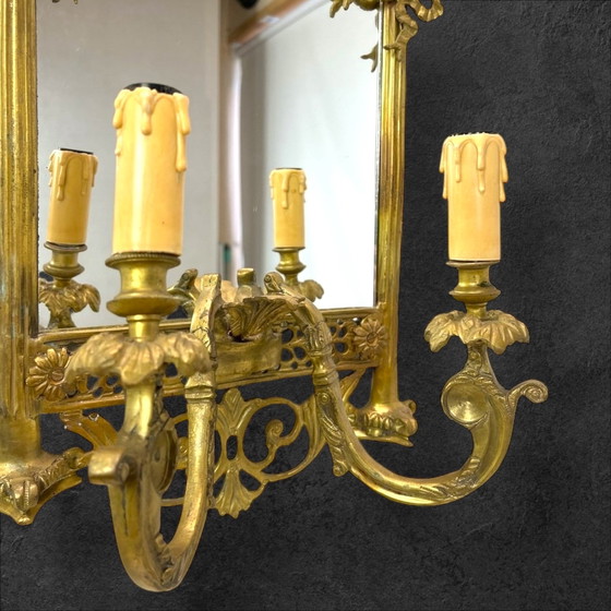 Image 1 of Lampada da parete a specchio antica (Girandole) del 1890-1910 circa