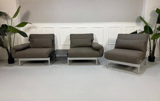 Rolf Benz Plura Stoff Grau Designer Sofa + Sessel