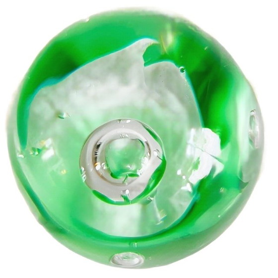 Image 1 of Vintage green and white clear glass paperweight bubbles 1980s