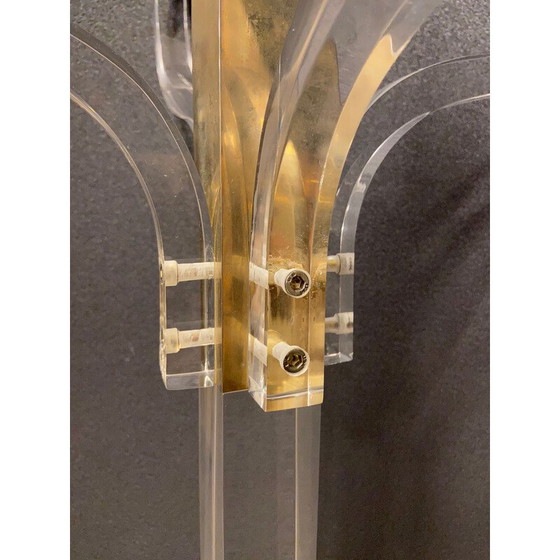 Image 1 of Vintage coat rack in methacrylate and gilded brass, 1970