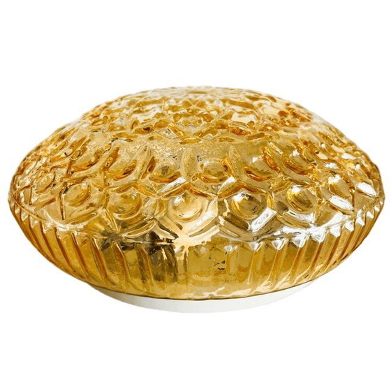 Image 1 of Mid-century grote plafonnière amber carnival plafondlamp 1960's