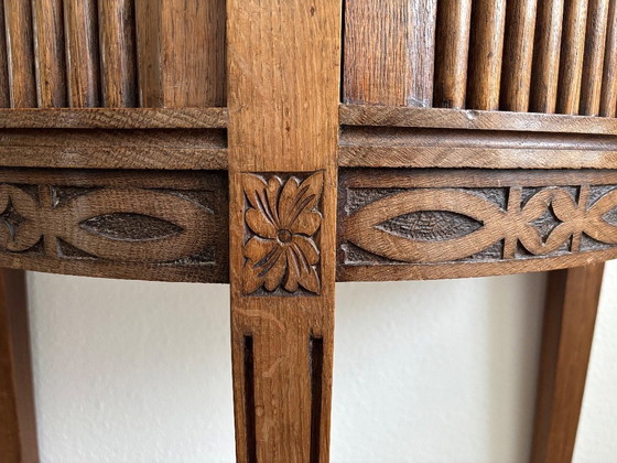 Image 1 of Antique oak half-moon roller door cabinet