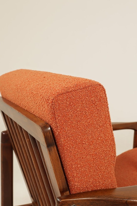 Image 1 of Modern Scandinavian chair terracotta bouclé 1965 design by Z.Baczyk 