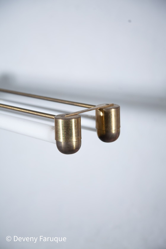 Image 1 of Lámpara colgante de contrapeso de dos tubos de latón Bauhaus, década de 1930, Alemania