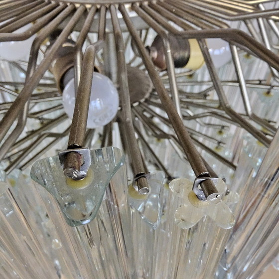 Image 1 of Vintage Itiliaanse kristallen kroonluchter Venini Triedi Murano. (60s) tapered crystal chandelier Italian design