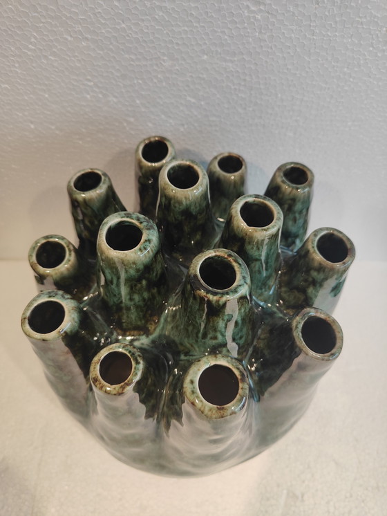 Image 1 of Organic Jarrón bajo tulipán verde grande