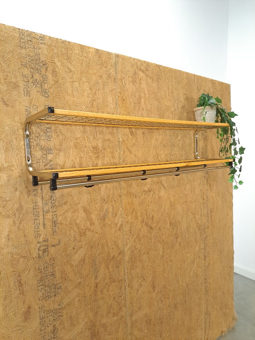 Coat Stand Habo From Sweden Gold Color With Wood And Shelves No. 3