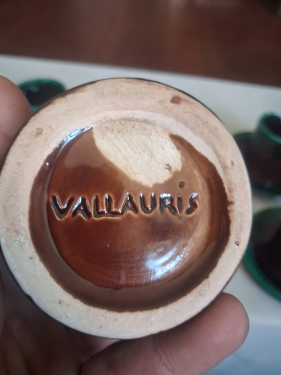 Image 1 of Bellissimo servizio da caffè vintage Vallauris – anni '60, ceramica 'Fat Lava' – 15 pezzi
