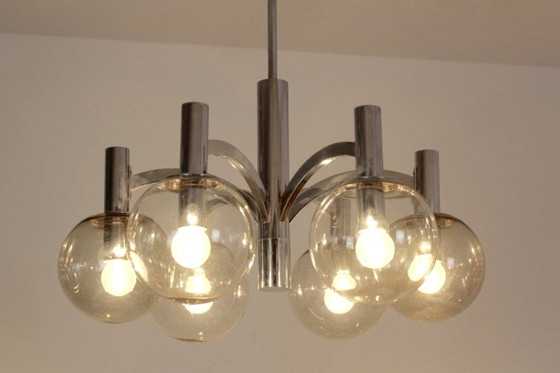 Kronleuchter aus Chrom und Glas von Kaiser Leuchten (Foto 4 von 9)