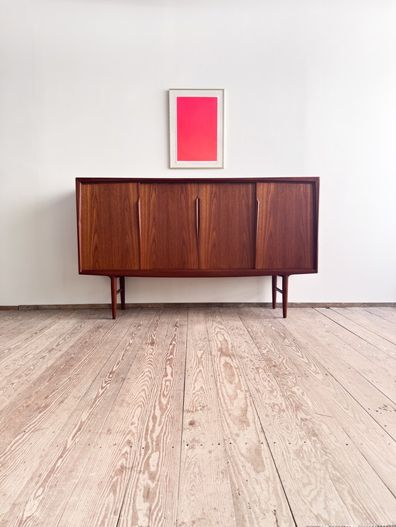 Image 1 of Buffet haut danois du Mid Century en teck par Axel Christensen Odder pour Odder Møbler