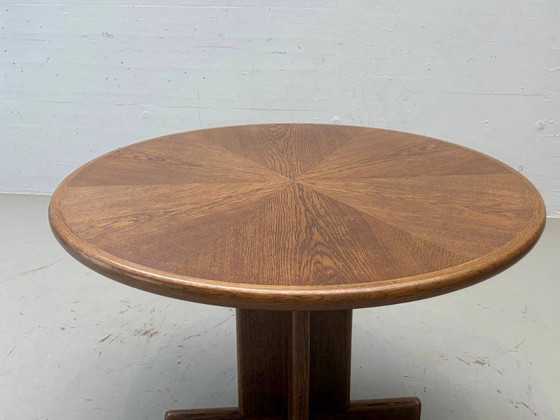 Round vintage dining table made of oak, 1970s – Wood (photo 4 of 14)