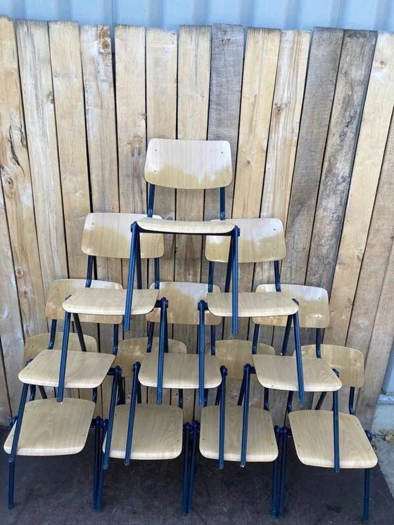 Vintage Galvanitas S35 chair, blue compass frame, Dining chairs, Wood, Industrieel (photo 4 of 18)