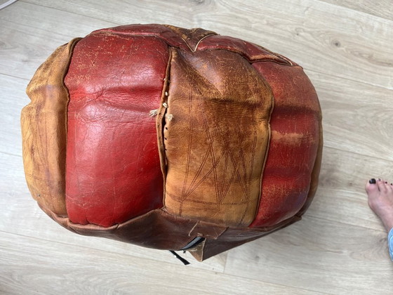 Vintage Marokkaanse leren poef – Hockers en poefs, Leather (photo 5 of 5)