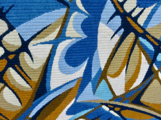 Image 1 of Arazzo Gilles Duvert, astratto, futuristico, arazzo in lana, Francia, anni '70