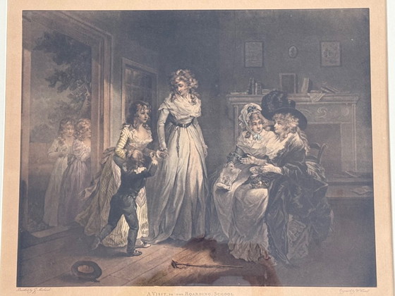 Image 1 of 2 antike britische handkolorierte Radierungen.