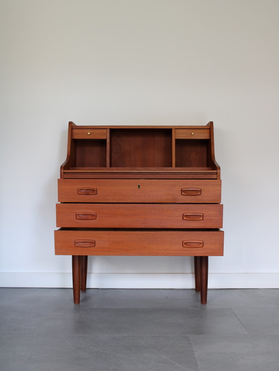 Vintage Deense Secretaire in Teak – Bureau, Wood (photo 4 of 12)