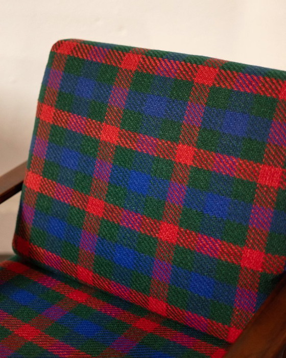 Image 1 of Coppia di poltrone Antimott di Wilhelm Knoll in noce e tartan