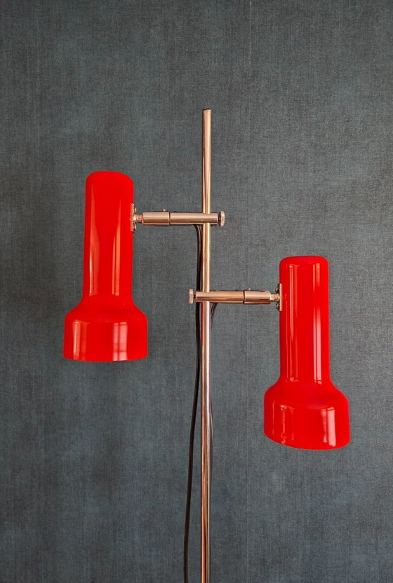 Vintage Floor Lamp - Gepo 300 | 2 Spotlights | Red - 1970s – Floor lights, Metal (photo 7 of 16)