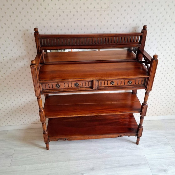 Image 1 of Mahoniehouten Consoletafel met twee lades en twee planken