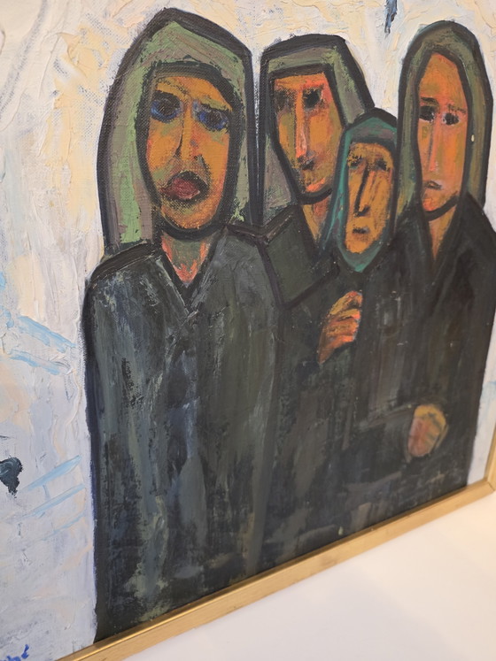 André Bulthé (1923–1996) – Portrait expressif de quatre figures – Huile sur toile – Peintures et dessins (photo 8 of 12)