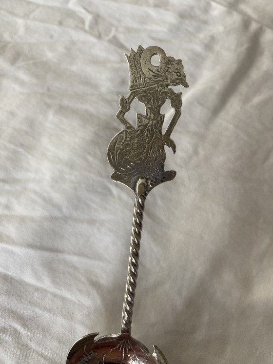 Image 1 of Silver djokja sugar spoon with wajang doll, Indonesia, 800