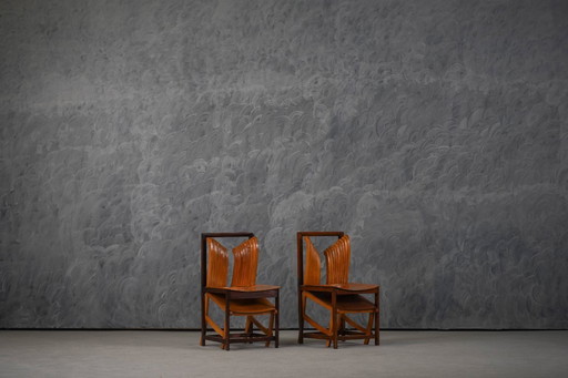 Chaises de salle à manger vintage au design sculptural unique, France années 1960, lot de 2