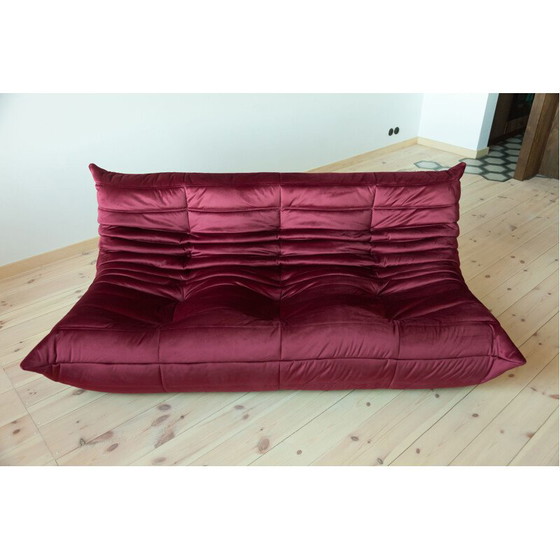 Image 1 of Togo vintage woonkamer set in bordeaux fluweel van Michel Ducaroy voor Ligne Roset, Frankrijk 1970