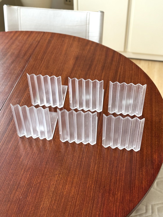 Image 1 of 6x vintage IKEA Bokis bookends – zigzag design – designed by Hagberg & Hagberg in the 1990s