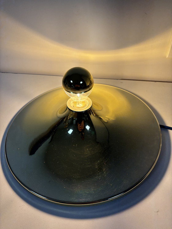 Image 1 of Large Vintage gold space age 60s saucer or disc wall lamp Egoluce Italy