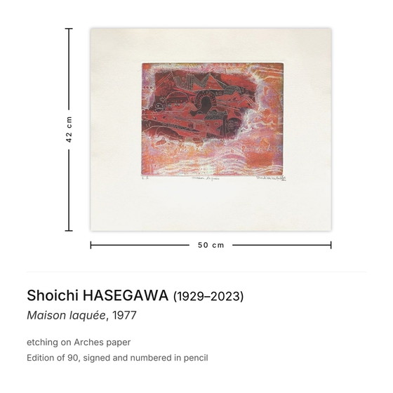 Shoichi Hasegawa Signed Etching Maison Laquée 1977 – Lithographs & prints, Paper (photo 3 of 5)