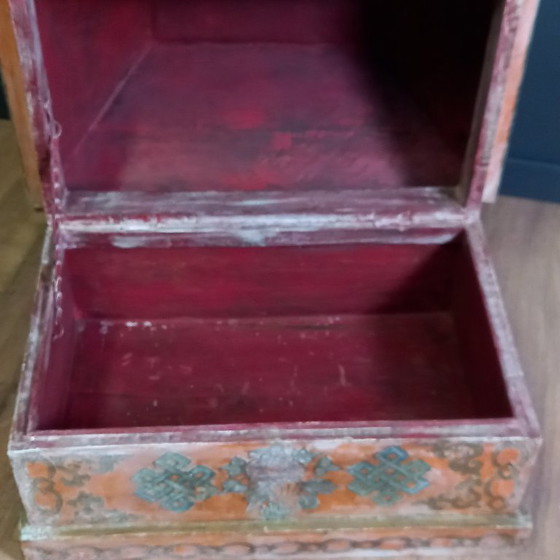 Image 1 of Cofre nupcial húngaro antiguo pintado a mano