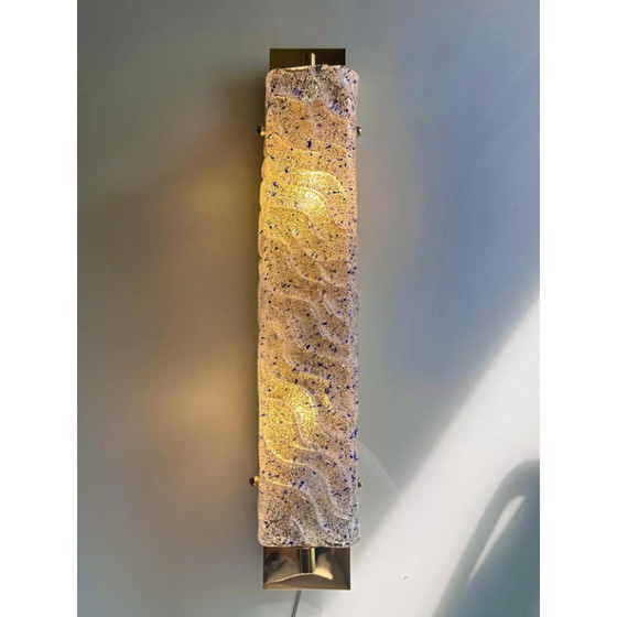 Image 1 of Apliques de pared de cristal de Murano dorado con detalle de “graniglia” azul – Juego de dos
