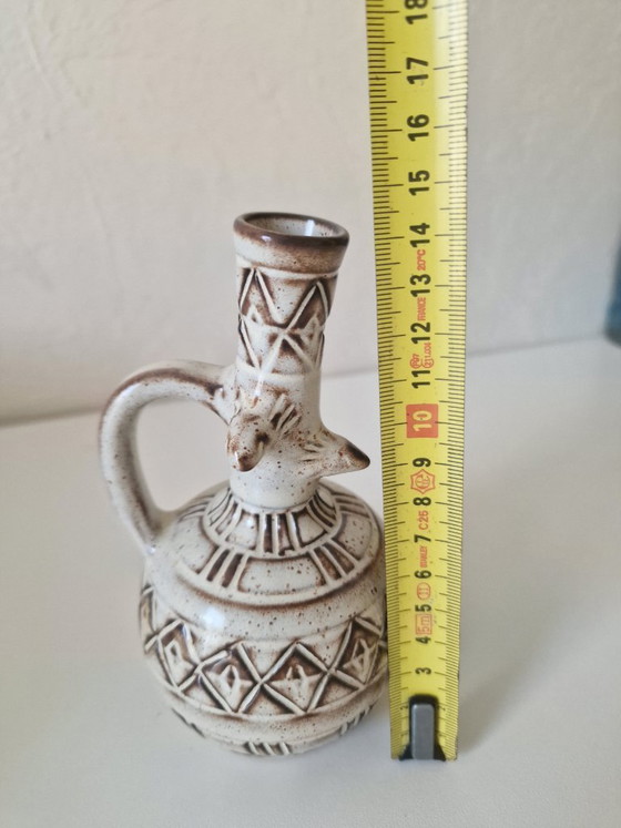 Image 1 of Vintage handgemaakte keramische vaas/soliflore – brutalistische stijl