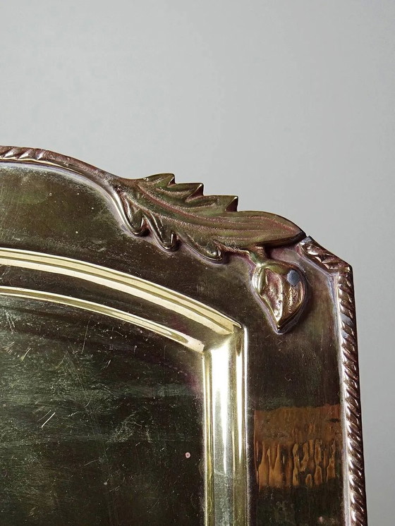 Small vintage brass tray with floral motif, Louis XVI style., Table accessories, Pink (photo 6 of 14)