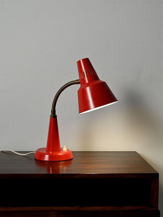 Image 1 of Gemi red Scandinavian table lamp, 1960s