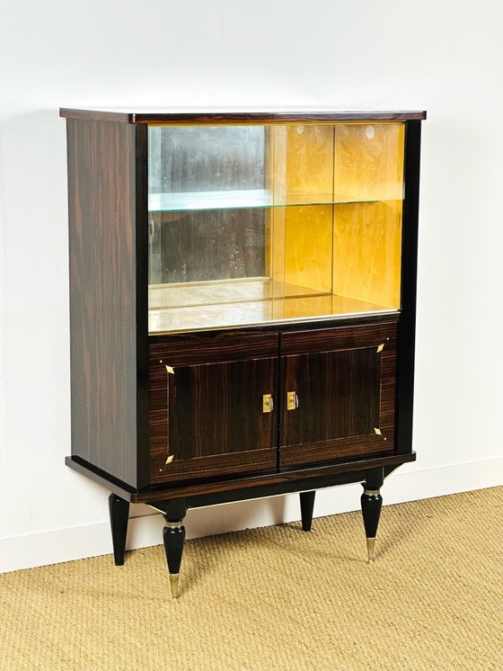 Image 1 of Art Deco vitrinekast van Macassar ebbenhout, 1940