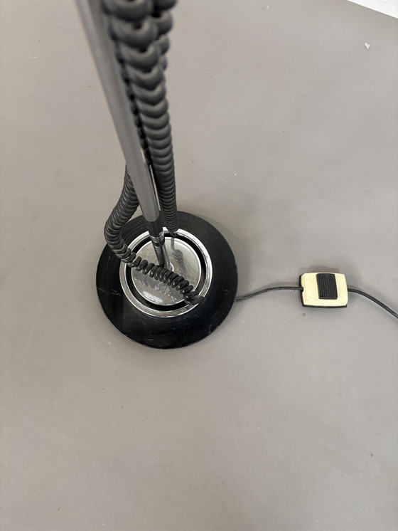 Image 1 of Vintage Chrome With Black Spaceage Eyeball Floor Lamp Sixties