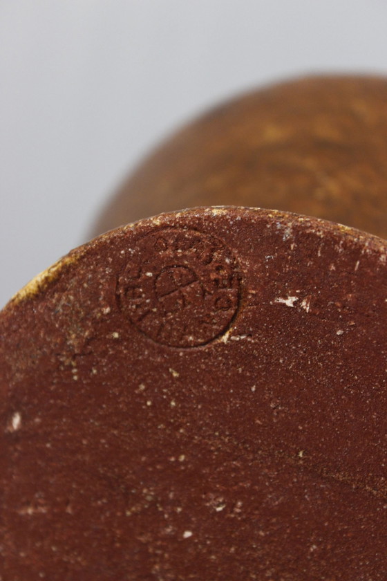 Image 1 of Cerámica Accolay - Jarrón de flores esmaltado marrón, Francia, circa 1950