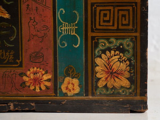 Antique Chinese painted trunk in pine wood – China, circa 1900 – Storage cabinet, Iron (photo 18 of 40)